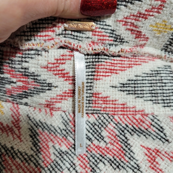 FREE PEOPLE Mendocino Aztec Boho Woven High Waist Slit Pencil Skirt Size Large - Picture 5 of 10